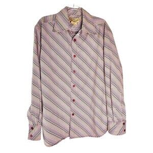 Y-Chrome Men's Stripe Button Down Long Sleeve Shirt Sz S